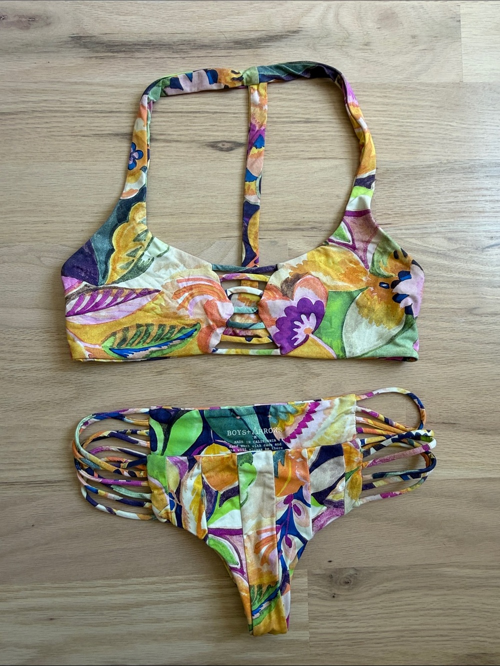 Boys + Arrows Multicolor Floral Strappy Bikini Set Medium